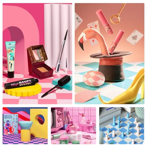 Meking 9Pcs 18Patterns Product Photography Backdrops Kit Photo Backdrop Boards Colourful Grid Photoshoot Background for Jewelry,Cosmetic,Makeup and Other Small Product Photography (16.5X11 inch) - color: Grid style