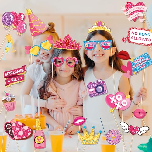 25 Pcs BFF Festival Photo Booth Props, Girls Theme Party Decoration Props, Birthday Holiday Photo Decoration Supplies