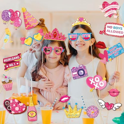 30 Pcs Girlfriends' Day Photo Booth Props Happy Galentine's Day Selfie Photobooth Props Girl's Party Photo Booth Props Galentine's Creative Funny Backdrop Decorations Galentine's Props for Photography