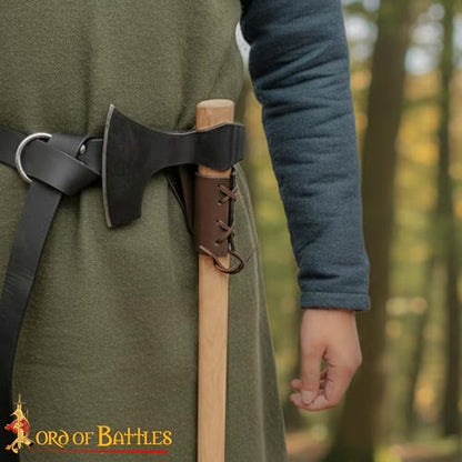Lord of Battles Medieval Genuine Leather Axe Frog | Axe Holster with Belt Loop | Waist Holder for Axes, Tools - color: Dagger Holster - Brown