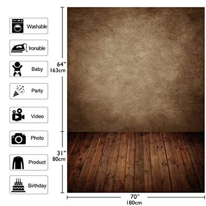 Allenjoy Fabric 6x8ft Abstract Brown Wall with Wood Floor Photo Backdrop for Only Under 3 Years Old Kids Pictures - size: 6'x8'
