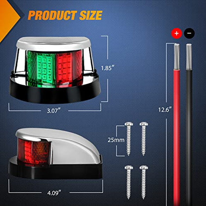 Nilight Marine Boat Navigation Light 24LED Red Green LED Port Starboard Signals Bow Lights 12V Waterproof for Skeeter Yacht Pontoon Speedboat Sailboats Fishing Boats - color: 24LED Navigation Light-1Pc