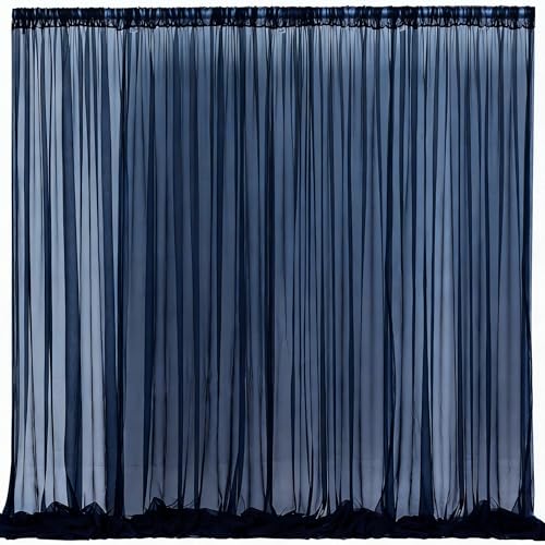 10x10 Navy Blue Tulle Backdrop Curtains for Parties, Sheer Backdrop Curtain Wedding Photo Backdrop Drapes for Baby Shower Photography Birthday Party - color: Navy Blue, size: 10x10ft