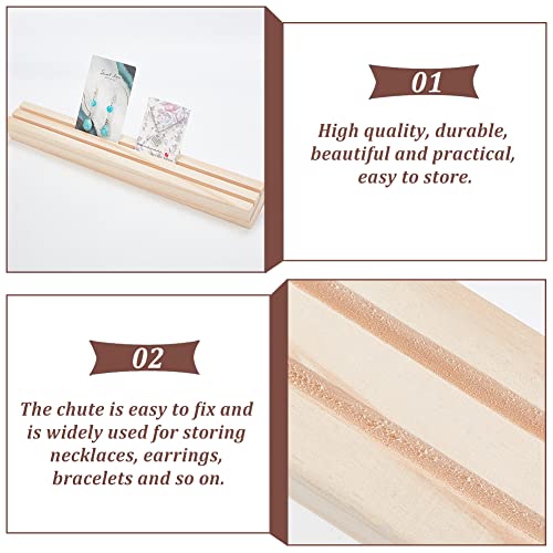 NBEADS Wood Earring Display Stands, 2 Slots Long Jewelry Earring Ring Display Holder Wood Earring Card Holder Business Card Holder Display for Home Office Retail Store, 12.2x1.6 - color: 2 Slots-BurlyWood-12.2x1.6"