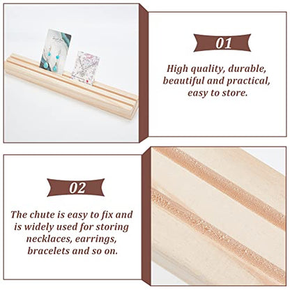 NBEADS Wood Earring Display Stands, 2 Slots Long Jewelry Earring Ring Display Holder Wood Earring Card Holder Business Card Holder Display for Home Office Retail Store, 12.2x1.6 - color: 2 Slots-BurlyWood-12.2x1.6"