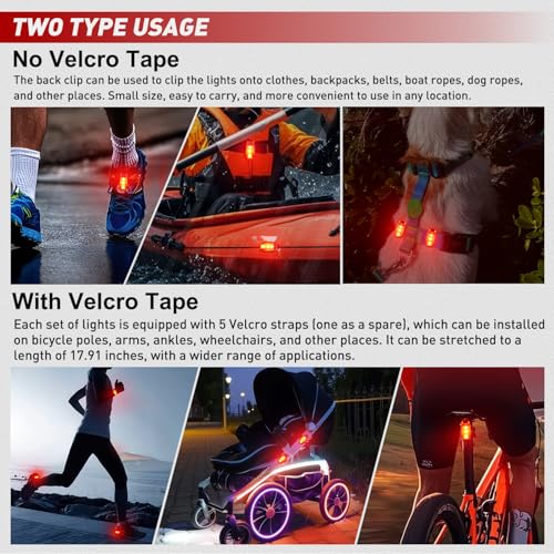 Nilight LED Safety Light 4PCS Red Marine Navigation Bike Tail Lights Three Modes Waterproof Reflective Gear Clip On Flash Strobe Indicator Lamp for Night Boating Fishing Cycling Jogging - color: 3LED Safety Light-Red