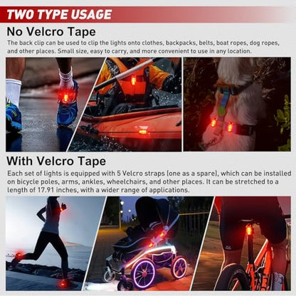 Nilight LED Safety Light 4PCS Red Marine Navigation Bike Tail Lights Three Modes Waterproof Reflective Gear Clip On Flash Strobe Indicator Lamp for Night Boating Fishing Cycling Jogging - color: 3LED Safety Light-Red