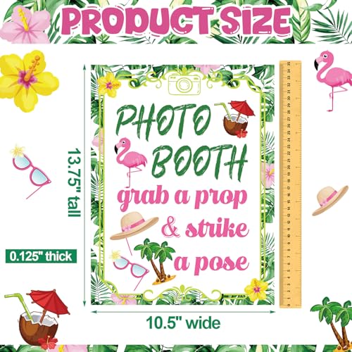 Briwooody Luau Summer Photo Booth Props with Stand Retro Background Table for Luau Hawaiian Summer Beach Indoor and Outdoor Party Theme Event Photography Props Desktop Decoration Supplies - style: Summer