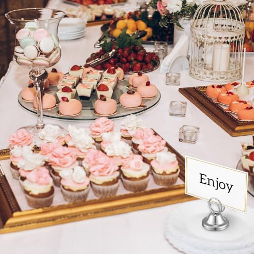 Fulmoon 24 Pcs Mini Table Number Holders Place Card Holders 1.5 Inch Steel Table Sign Stands for Wedding Graduation Reception Restaurant Home Photo Picture Office Memo(Silver) - color: Silver