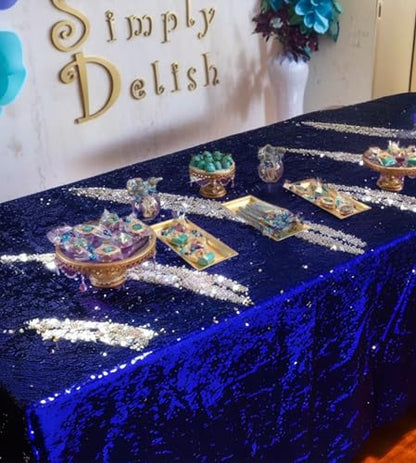 DUOBAO Royal Blue to Silver Mermaid Fabric by The Yard Two Tone Sequin Reversible Unique Quality Sequence Fabrics Mesh Sequins - color: Silver to Royal Blue, size: 1 Yard