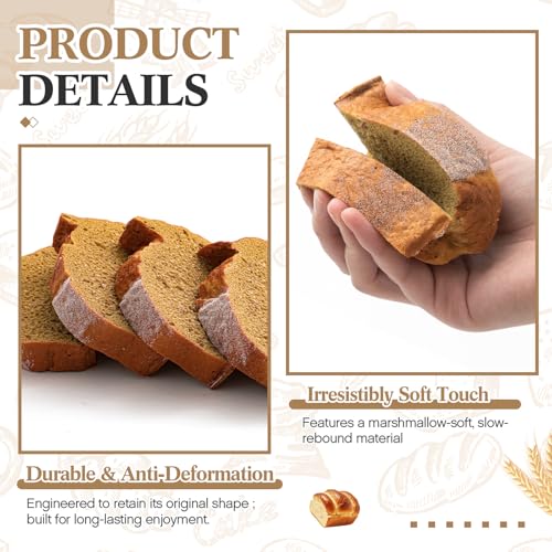 Soulchen Fake Sliced Bread Artificial Bread Decoration Soft Realistic Fake Food for Display Food Lifelike Model Display Home Kitchen Decoration Bakery Ornament