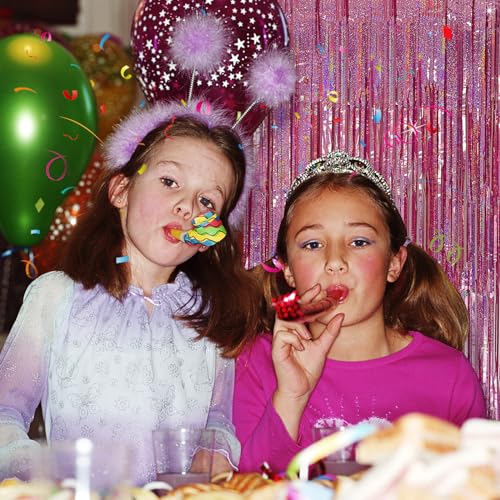 Tinsel Curtain Pink Birthday Party Decorations 2 Packs Glitter Foil Fringe Curtain Decor Streamers Photo Booth for Birthday Christmas Wedding Halloween Graduation - color: Pink, size: 2 Pack