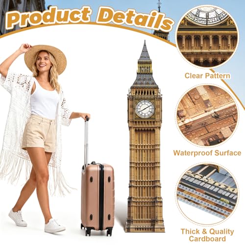 6 Ft Big Ben Cardboard Cutout Big Ben Stand Up Cutout Life-Size Britain Photo Booth Prop Backdrop Sign British Landmark for England London Theme Birthday Party Cultural Educational Display - color: Big Ben