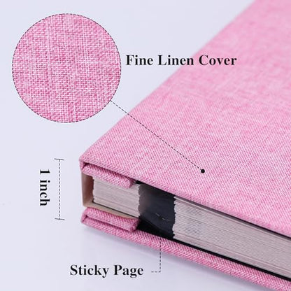 Vienrose Large Photo Album Self Adhesive for 4x6 8x10 Pictures Linen Scrapbook Album DIY 40 Blank Pages with A Metallic Pen - color: Pink, size: 11"x10.6" 40pages