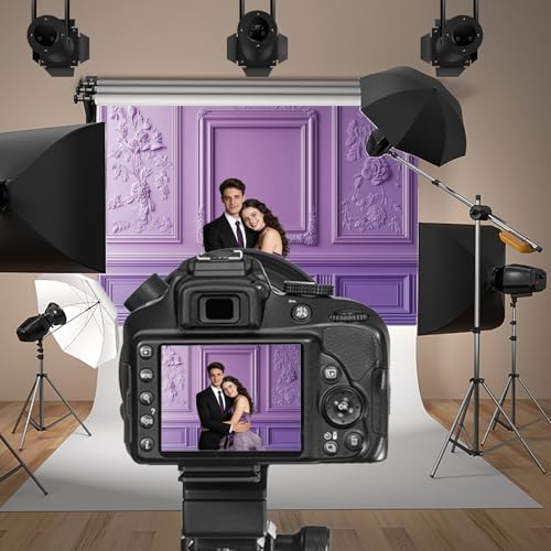Fantasy Purple Wall Backdrop 5x3ft Elegant Living Room Wall Inside Photography Background European Style Royal Violet Boudoir Photoshoot for Wedding Birthday Girls Women Video Webcast Prop - color: purple, size: 5x3ft