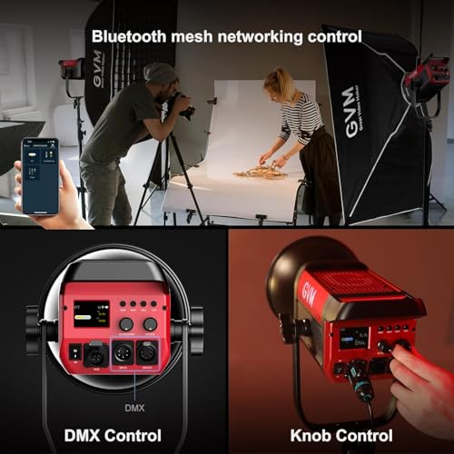 GVM 200W LED Video Light with Lantern Softbox, SD200B Continuous Lighting Kit with Bluetooth Mesh Network/DMX Control, 2700K-6800K Studio Light Photography Lighting Kit, 45400lux/1m, 12 Scene Effects - size: Sd200b-set2