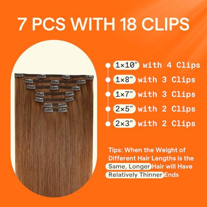 Full Shine Total 2 Packs Detangling Spray & 18 Inch #330 Clip in Hair Extensions 7pcs