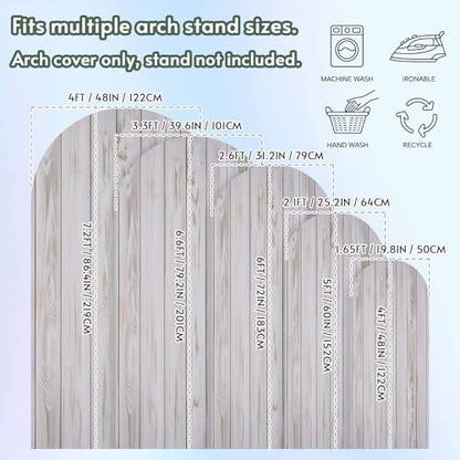 Wood Grain Arch Backdrop Cover 5 FT White Wood Texture Simple Style Country Stretchy Elastic Arch Stand Covers Spandex Arched Background Birthday Wedding Party Decoration (No Stand) - size: 5x2.1ft