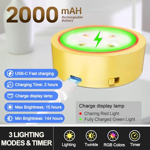 3 Pack Picture Lights for Wall, 13 RGB Color Rechargeable Battery Operated wall lights, Picture Frame lights with 3 Lighting Modes, Wireless Magnetic Painting Light with Remote Control Timer (Golden) - color: Golden (RGB), size: 3 Pack