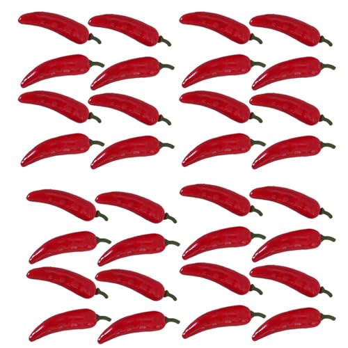 80pcs Realistic Mini Artificial Chili Peppers Simulated Red Pepper Food Model Props for Photography Kitchen Styling Festival Table Display and Event Decoration