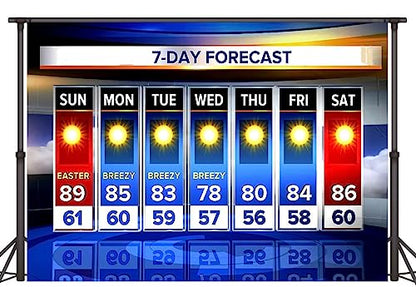 Weather Forecast Backdrop 5x3ft Seven-Day Broadcast Sunny Day Photo Background Business Study Portrait Studio Prop Wallpaper MBMYLU140 - size: cotton polyester-5x3ft