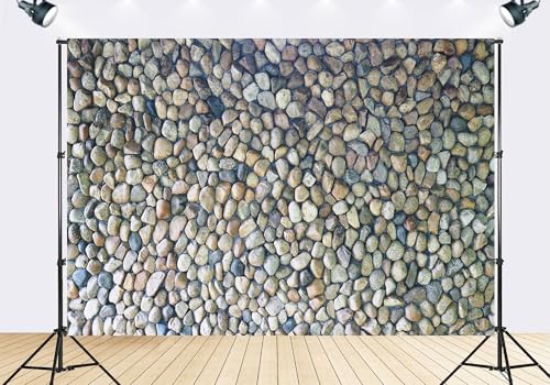 Trykid 10x8ft Smooth River Pebbles Backdrop Wet Textured Stones Neutral Tones Photography Background Nature Theme Decor Party Decoration Photo Booth Prop Fabric - size: 10x8ft