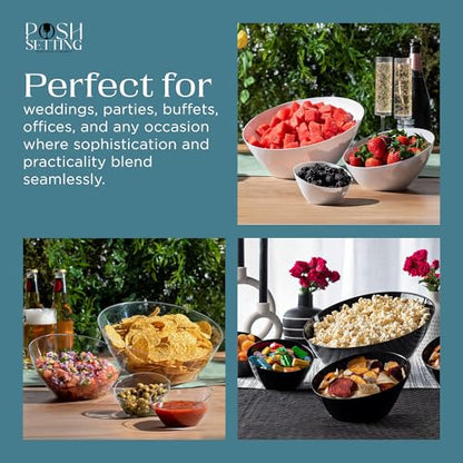 Posh Setting Crystal Clear, Disposable Premium Hard Plastic Medium Angled Bowl, Party, Salad, Snack and Fruit Bowl 5 Pack - color: Clear, size: Medium 20 OZ