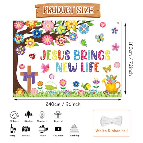 AIBIIN Winter Jesus Backdrop Winter Bulletin Board Decorations Banner Snowman Jesus Loves You Snow Much Photography Background Church Christmas January Party Banner Props 8x6ft - color: Colorful, size: 8x6ft