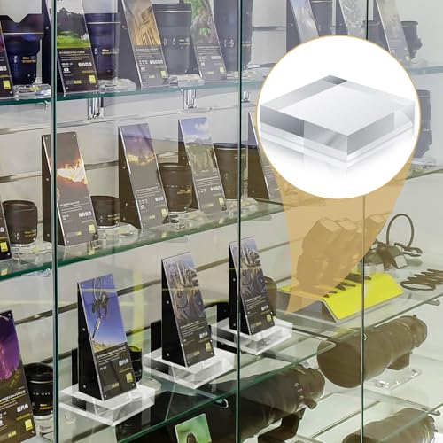 Kigeli 4 Pieces 4 x 4 x 1 Inches Acrylic Cubes for Display Polished Display Block Riser Square Clear Acrylic Pedestal Stand for Jewelry Cake Ring Base Holder