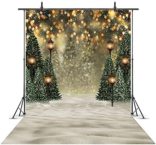 Mocsicka Winter Forest Landscape Backdrop Snowy Christmas Pine Tree Halo Spots Photography Background Winter Wonderland Forest Family Party Wall Decoration Photo Studio Props (8x10ft) - size: 8x10ft
