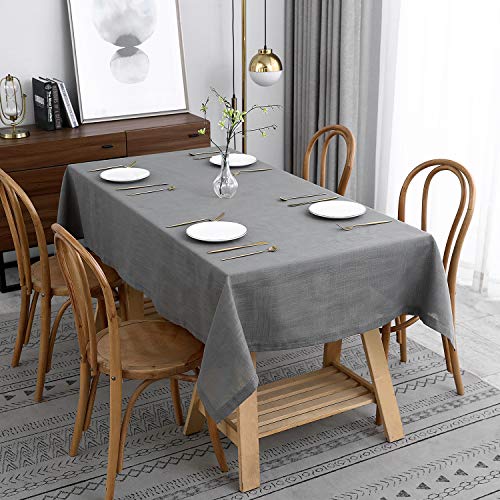 maxmill Lux Faux Linen Table Cloth with Slubby Texture Wrinkle Resistant Anti-Shrink Soft Tablecloth for Kitchen Dining Tabletop for Banquet Parties Event Dinner Rectangle 52 x 70 Inch Neutral Grey - color: Lux Neutral Gray, size: 70" x 52" (Rectangular)