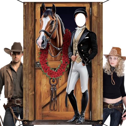 Tudomro Horse Racing Photo Props Background 6 x 4 ft Derby Party Decorations Run for The Roses Photography Banner Roses Horse Race Photo for Rose Race Party Supplies Equestrian Racetrack Props - style: Horse Racing