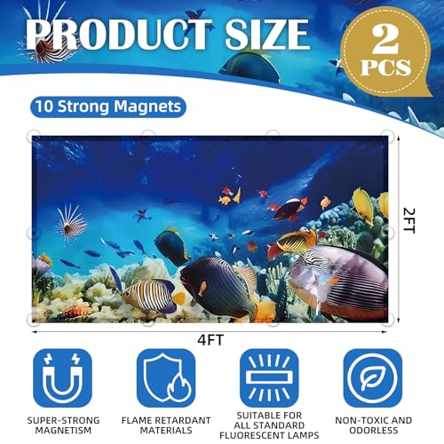 ANGSYLTH 2 Pcs Fluorescent Light Covers - 4 x 2 Feet Covers for Ceiling Lights, Magnetic Light Filters for Classroom, Office, Hospitals, Home (Underwater World) - color: Underwater World