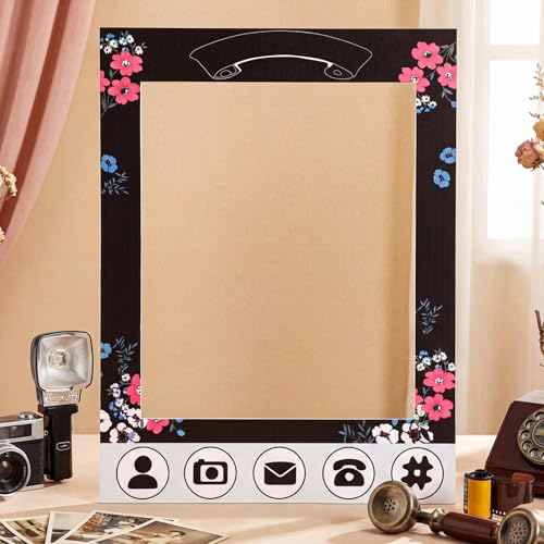 BreezeHug 32 x 24 Inch Social Media Photo Booth Selfie Frame DIY PVC Cutouts Photo Booth Props Frame for Background Photography Birthday Wedding Graduation Anniversary Party Decoration