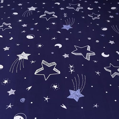 MAG 3pcs Purple Star Full Bed Sheet,Galaxy Microfiber Bedding Sheet Set,Space Bedding Set with1 Fitted and 2 Pillowcases,14 Inches Deep (Purple and White,Full) - color: Star, size: Full