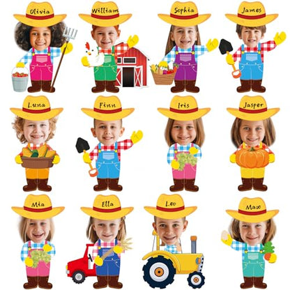 60pcs Farm Theme Cutouts Farmer with Straw Hat Bulletin Board Decorations Farmer Paper Cut-Outs Classroom Decor for Boy Girl Classroom DIY Craft Photo Kindergarten Preschool Wall Door Decor Supplies - style: Farm Theme Farmer