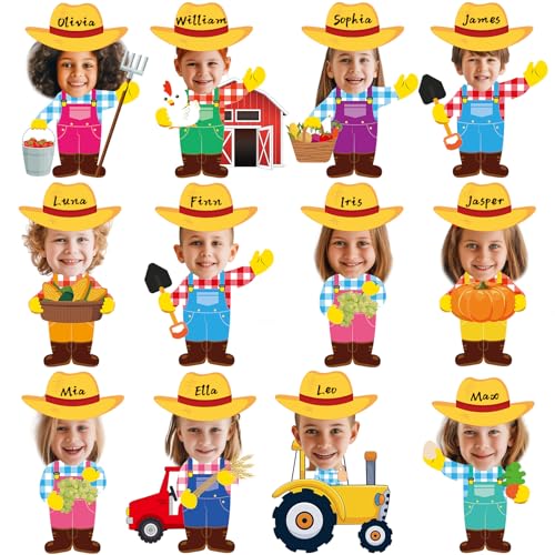 60pcs Farm Theme Cutouts Farmer with Straw Hat Bulletin Board Decorations Farmer Paper Cut-Outs Classroom Decor for Boy Girl Classroom DIY Craft Photo Kindergarten Preschool Wall Door Decor Supplies - style: Farm Theme Farmer