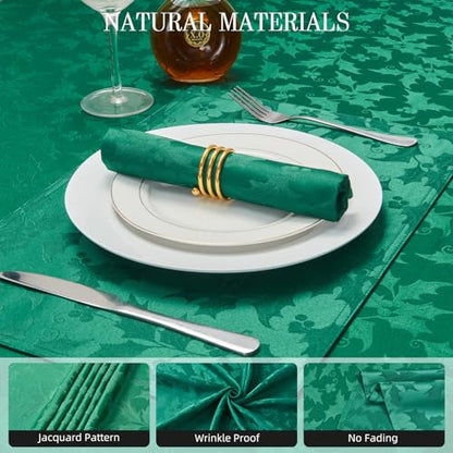 Cloth Napkins Set of 8 – Square Jacquard Floral Flowers Fabric Polyester Washable Reusable for Kitchen Dinner Dining Restaurants Wedding Party Banquet Table(Dark Green/17x17 Inch) - color: Dark Green