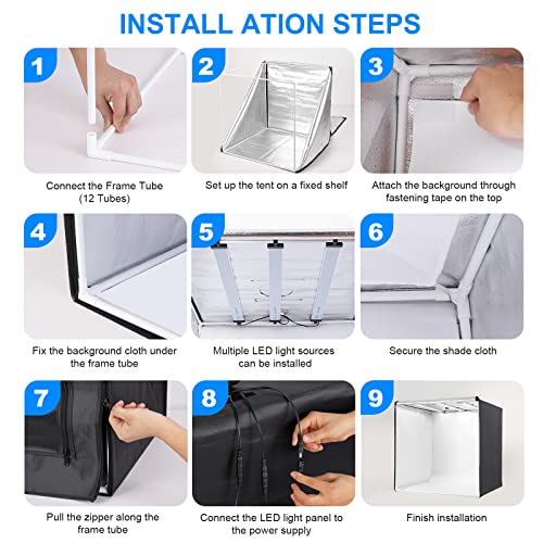 Photo Studio Light Box, 32"x32" Professional Dimmable Shooting Tent Kit with 210 LEDs Lights & 4 Color Backgrounds for Product Photography - size: 32*32inch
