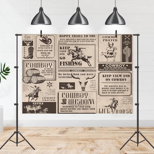 Western Cowboy Backdrop 7x5ft Vintage Wild West Country Farmhouse Theme Photography Background Cowboy Party Decorations Banner Photo Studio Props