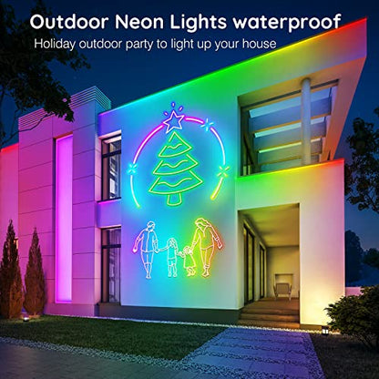 AILBTON 32.8Ft Neon Rope Lights,Flexible Led Rope Lights Control with App/Remote,Multiple Modes Music Sync Gaming RGB Led Neon Lights for Bedroom Outdoor - size: 32.8FT