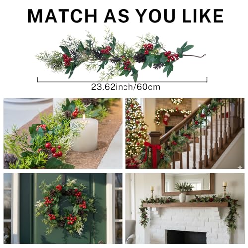 MOYEE Candle Holder Centerpieces for Tables,Candle Ring,Wreaths, Black Metal Candle Stick Paired Artificial Flowers 14 in Versatile Dining Table Centrepiece - color: Pinecone and Green Leaf Wreath