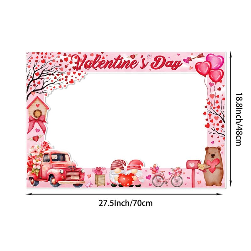 Valentine's Day Photo Booth Props Frame Selfie Lovers Photobooth Props, Creative Funny Backdrop Decorations Supplies Wedding Party Selfie Posing Signs DIY Craft (25 Pcs Props+1 Frame)