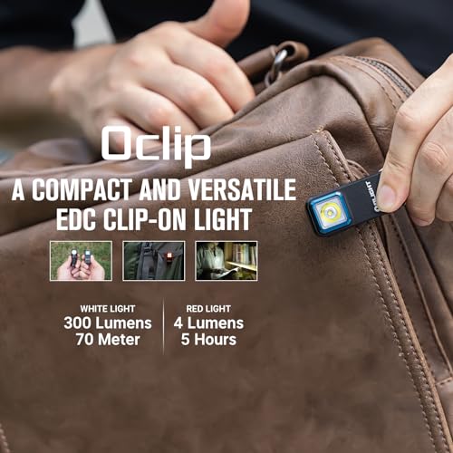 OLIGHT Oclip Rechargeable EDC Flashlight 300 Lumens Dual Sources Compact Pocket Clip Light, Convenient USB C Charging, Magnetic Flash Lights for Working, Cycling, Emergency, Signaling Tool(Black) - color: Black