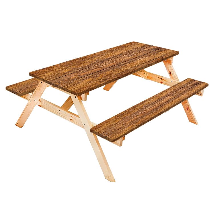 Old Hardwood Floor Texture Plank Print Picnic Table Cover with Bench Covers Outdoor Patio Camping Essentials Waterproof Camping Fitted Tablecloth Gift for Camping and Hiking Lovers - color: Wooden Texture09