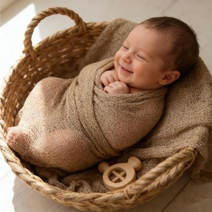 D&J DON&JUDY Long Newborn Ripple Wrap Photography Props Stretch Wrap Baby Shoot Posing Costume Outfit Knitted Camel Professional Poser …