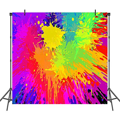 Colorful Graffiti Splatter Backdrop, Vinyl 5x5ft Abstract Paint Splash Photo Backdrop Hip Hop Theme Birthday Talent Show Baby Shower Prom Carnival Backdrops for Photoshoot Photo Studio Props - size: 5x5ft