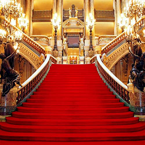 Red Carpet Backdrop, Golden Palace Gorgeous European Hall Photo Backdrop, Vinyl 5x5ft Prom Picture Photo Studio Props BJXTGU11 - color: Red, size: 5x5ft
