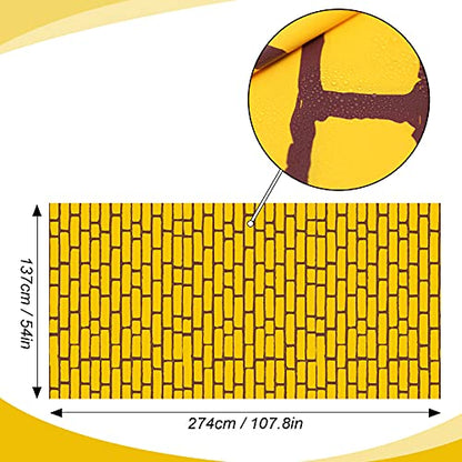 Chuangdi 1 Piece 4.5 x 9 Feet Yellow Brick Costume Wizard Backdrop Princess Decorations Decal Wall Backdrop Brick Wallpaper for Halloween Wizard Princess Cosplay Decorations Supplies