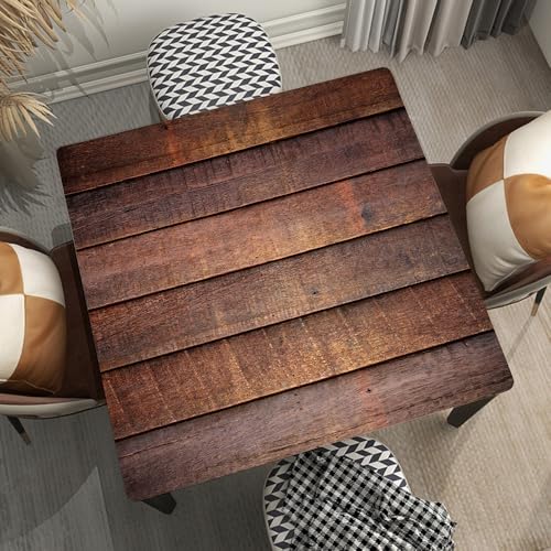 Wood Texture Background Square Fitted Tablecloth with Elastic Edge Design, Waterproof Table Cover for Home Use, Kitchen, Dining Room, Banquet, Suit for 40"x40" Square Table, Style 77 - color: Wood Texture -8, size: 40" x 40" (Square)